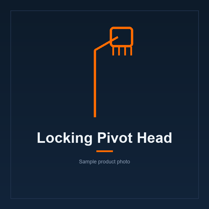 Close-up of the FlexReach Pro locking pivot head, chenille microfibre and dual-handle pole collapsed to 63cm